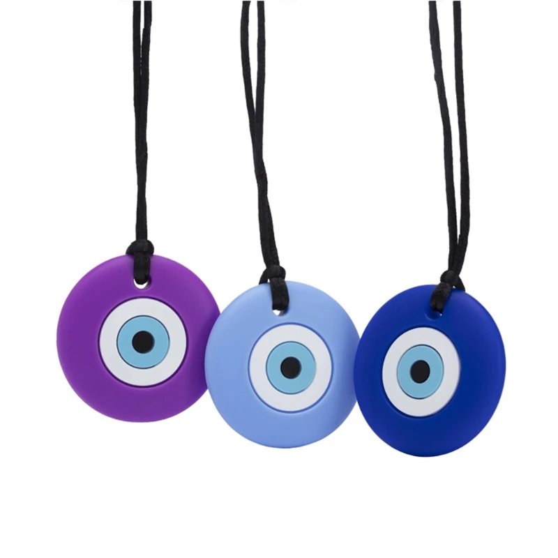 1pc Blue Eye Shape Food Grade Silicone Baby Teethers Safe Soft Silicone Beads Sensory Necklace Toys for Kids Newborn Autism Care