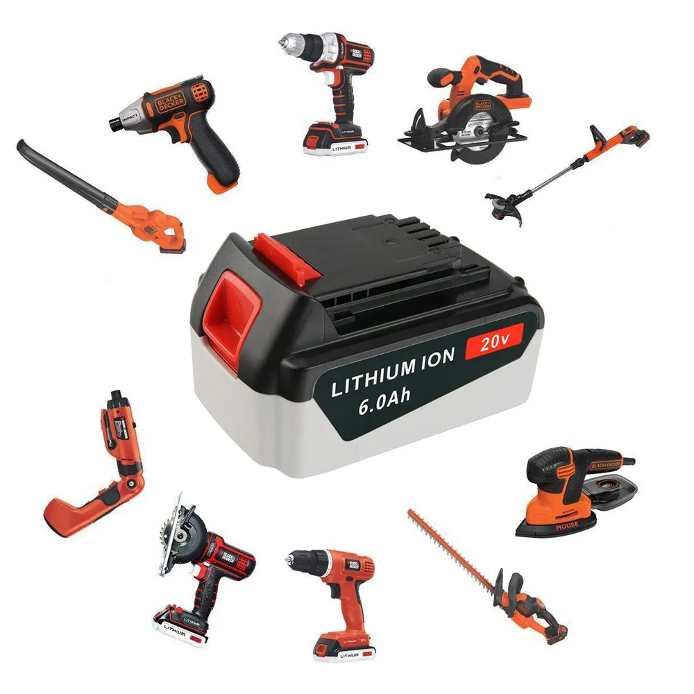 3.0/6.0Ah akumulator litowo-jonowy wymiana akcesorium akumulator do BLACK & DECKER LB20 LBX20 LBXR20 LB2X402