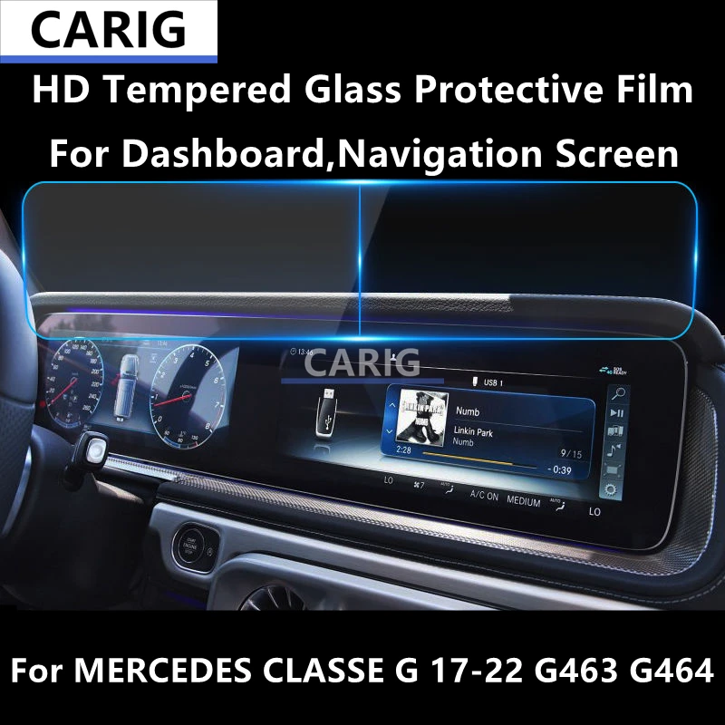 

For MERCEDES CLASSE G 17-22 G463 G464 Dashboard,Navigation Screen HD Tempered Glass Protective Film Anti-scratch Repair Film