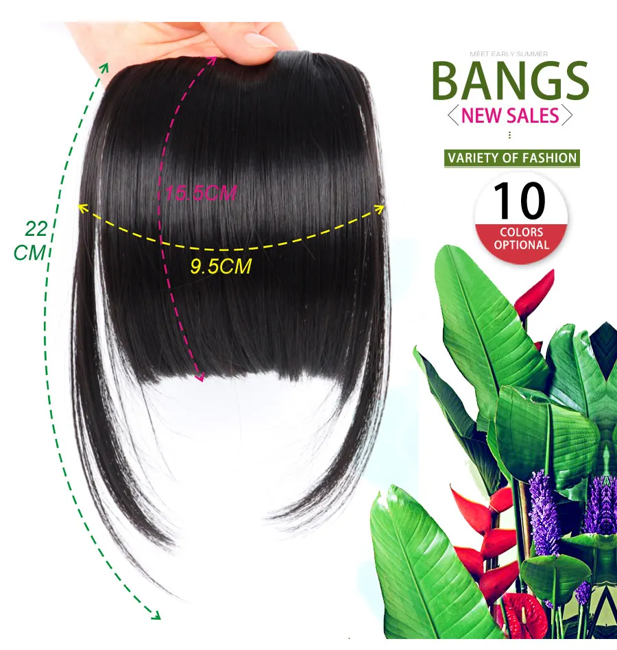 Synthetic Fake Blunt Hair Bangs 2Clips In Hair Extension Neat Front Fake Fringe False Hairpiece For Women Clip In Bangs