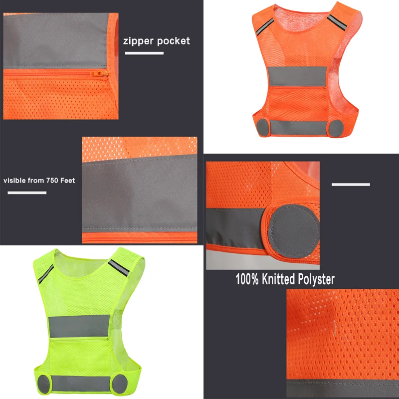 Adjustable Strap Breathable Lightweight Safety Vest 360° High Visibility Jogging Cycling Walking Reflective Night Running Vest