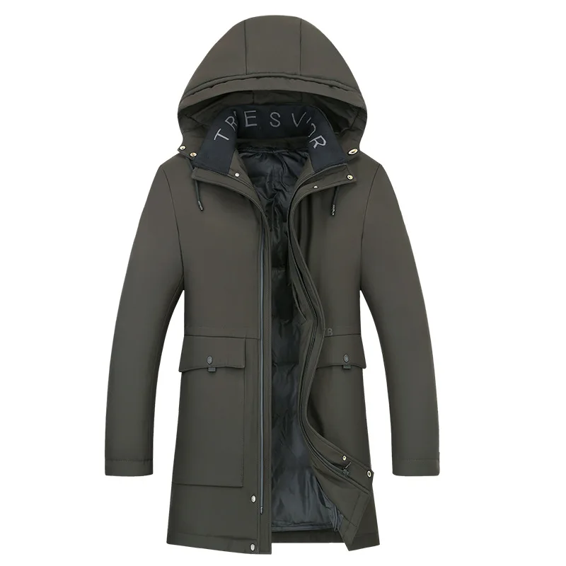 Detachable Liner Middle-aged Men's Cotton-padded Clothes Jacket Winter Thick Mid-length Cotton-padded Jacket Dad down Feather Co