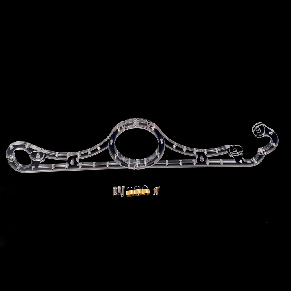 Clear Crystal Pillory Cangue Neck Collar Oval Handcuffs Wrist Restraint Lock Slave Bondage Yoke Adults Sex Toy For Male Female