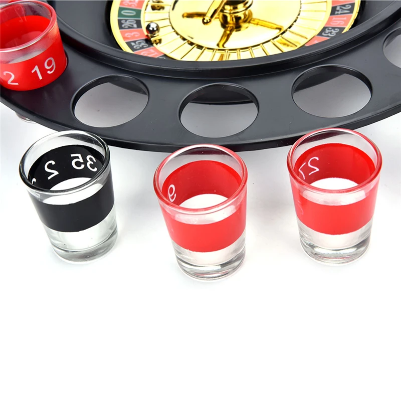 Hot Sale Russia Drinking Turntable Shot Glass Roulette Set Novelty Drinking Game With 16 Shot Glasses Adult Party Drinking Set