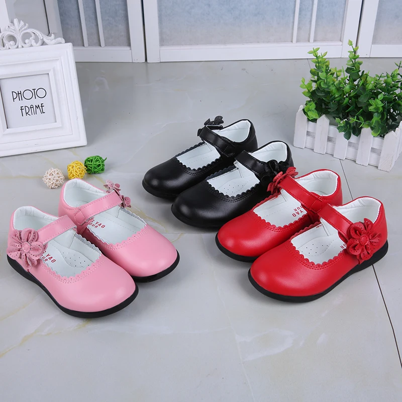 Red pink White Black Childrens Girls Leather Shoes Girls Princess Shoes kids school student Dress Shoes 4 5 6 7 8 9 10 11 12-15T