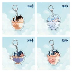 Q Edition Acrylic Keychain Kawayi Genshin Impact Anime Cosplay Super Cute Cat Style Character Accessories