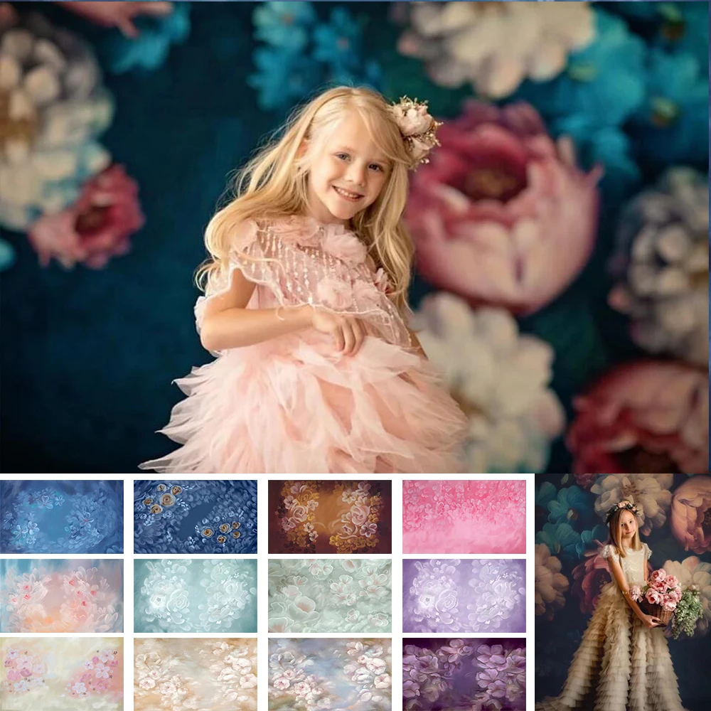 Vintage Flower Photography Backdrop Newborn Baby Girl Birthday Artistic Portrait Background Kids Professional Photo Studio Prop