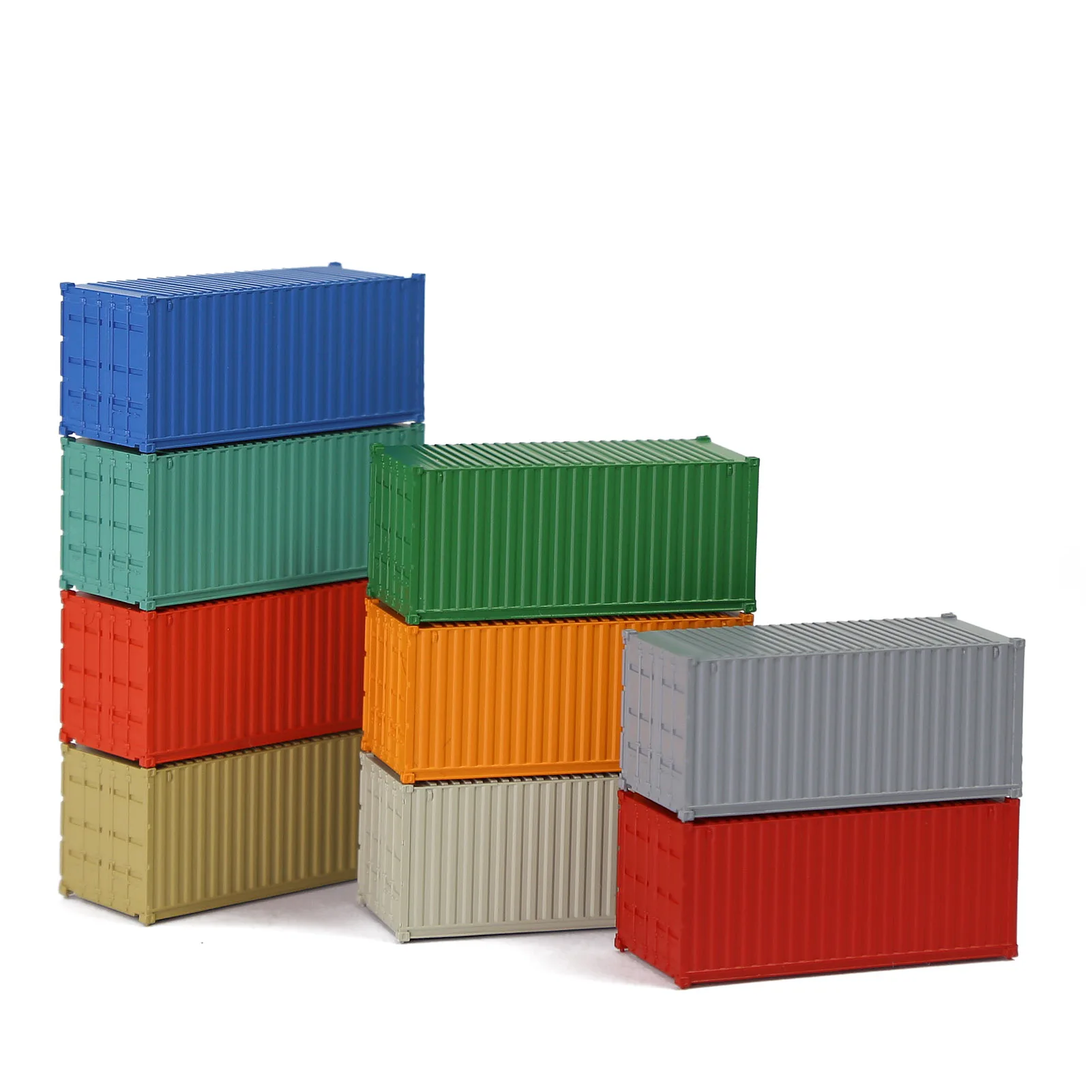 9pcs Different Colored N Scale 1:160 20ft Blank Shipping Container 20\' Cargo Box C15007