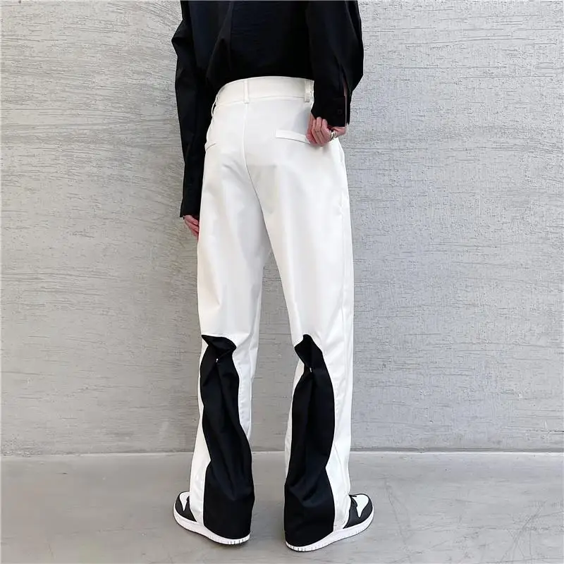 

Retro Casual Pants Men Streetwear Kpop Straight Trousers Spring Autumn Korean New Fashion Black White Pants