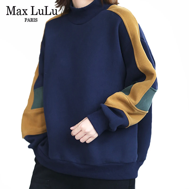 Max LuLu European Style Winter Clothes Fashion Womens Fur Warm Casual Loose Hoodies Ladies Patchwork Vintage Punk Sweatshirts