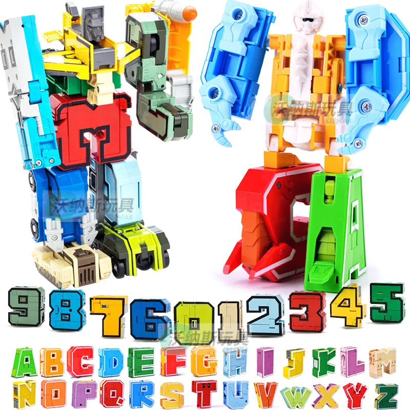 Magic Creative Assembling Educational Blocks Action Figure Number Transformation Robot Deform Plane Car Gift Toys for Children