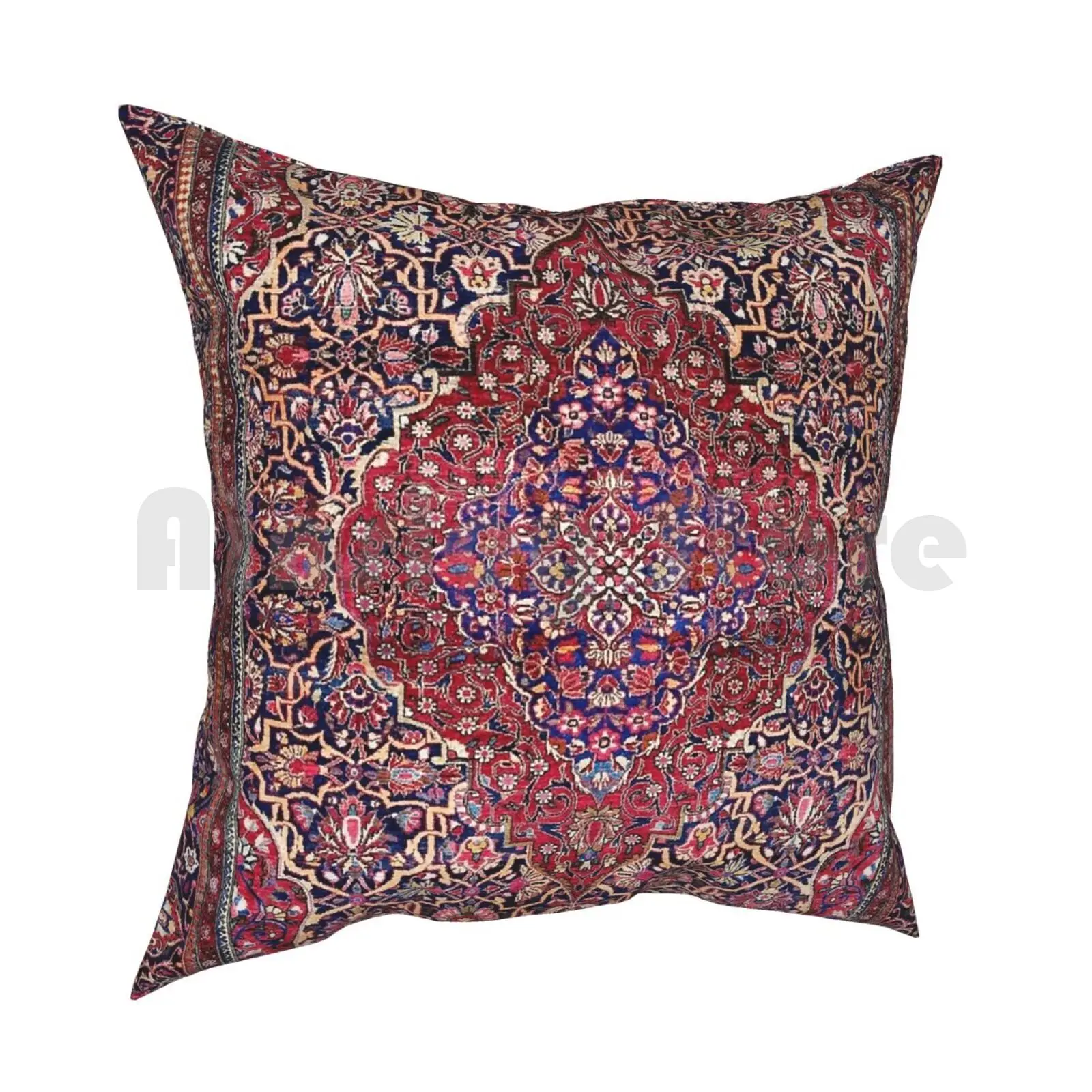 Kashan Central Persian Silk Rug Print Pillow Case Printed Home Soft Throw Pillow Vintage Vintage Rug Carpet Persian