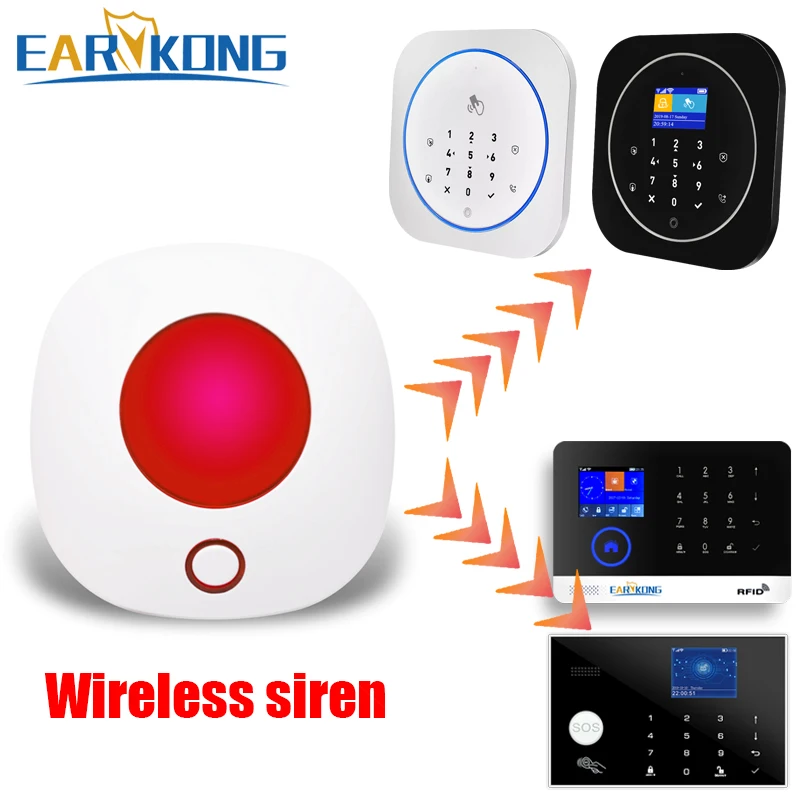 Wifi 433MHz Wireless Strobe Siren Sound and Light Siren 100dB for G50 W123 PG103 PG168 Home Security WIFI GSM Alarm Panel System