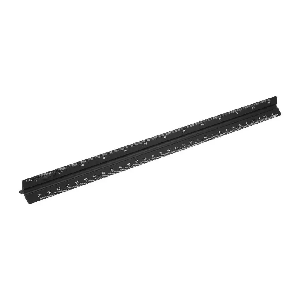 Scale Ruler Aluminum Alloy 30cm Engineer Triangular Scale Architect Rulers Drafting Tools Architectural Scale Ruler-Black