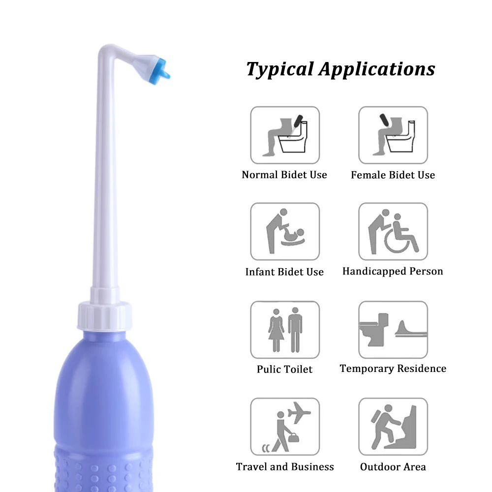 Handheld Washing 650ml Home Sprayer Bidet Portable Long Nozzle Accurate Baby Large Capacity Toilet Travel Personal Cleaner