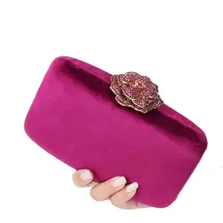 2023 Velvet Clutch Bag  Diamond Flower Lock Elegant Evening Bag Luxury Designer Purse Wedding Chain Clutch Drop Shipping