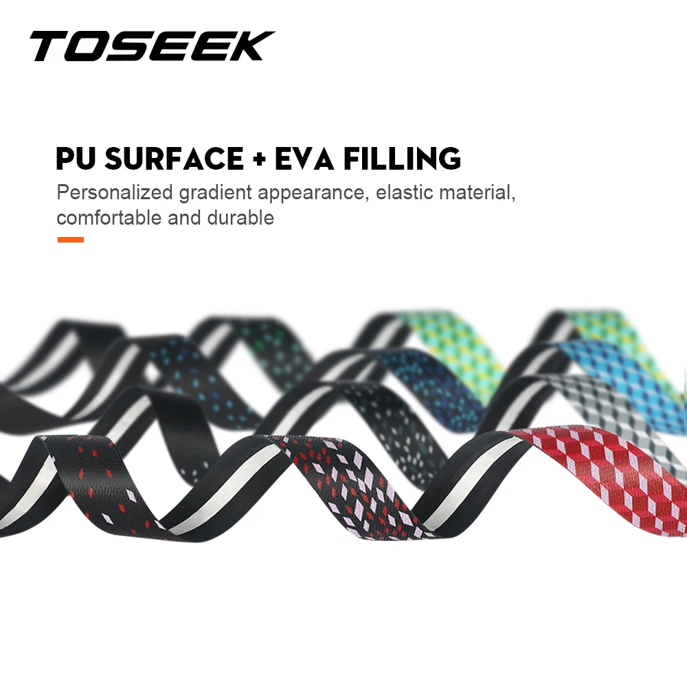 TOSEEK Soft Road Bike Bicycle Handlebar Cork EVA PU Bar Tape Professional Cycling Damping Anti-Vibration Wrap With 2 Bar Plug