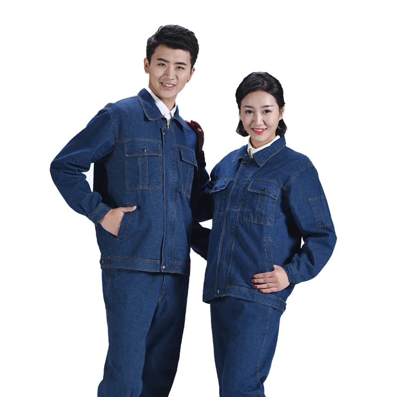 

Work Clothing Denim Welding Suit Men Women Workwear Anti-scalding Durable Mechanical Workshop Uniforms Auto Repairmen Coveralls