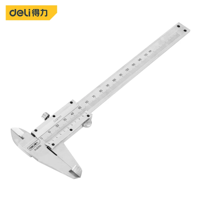 

deli Calipers Vernier Caliper 0-150 0-200 0-300 0.02 Precision Micrometer Metric Machinist Vernier Caliper Thickness Gauge