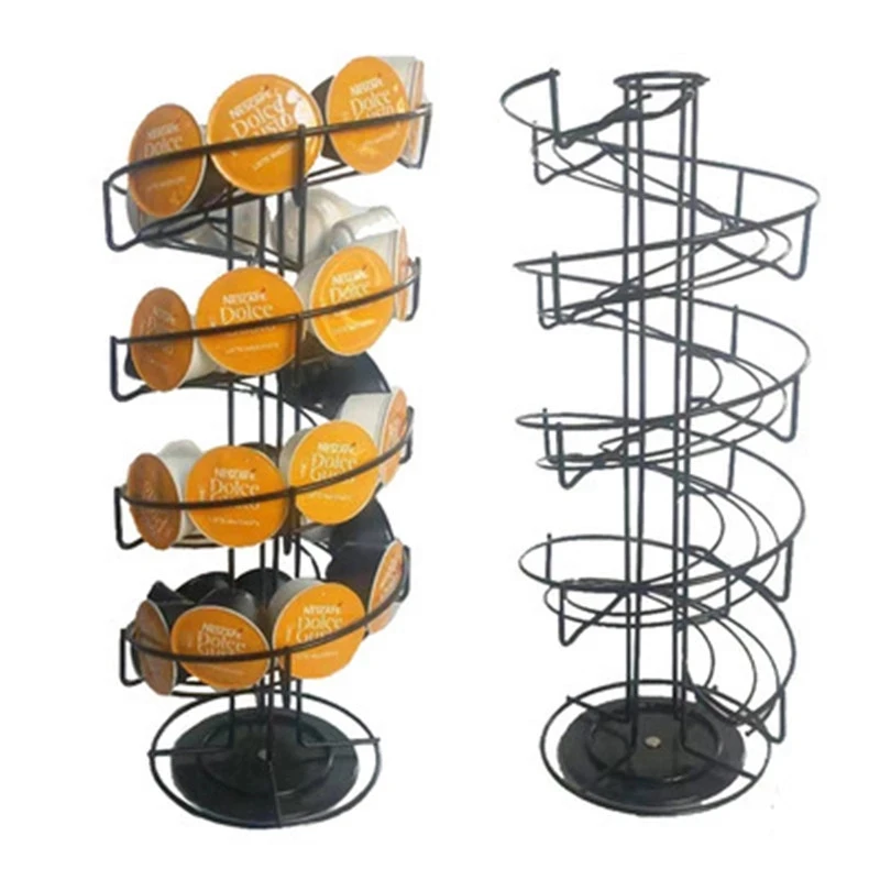 2020 Black  Coffee Pod Holder Rotatable Plating Capsule Metal Stainless Rack Storage 24/30/32 Pcs Dolce Gusto New Straight Racks