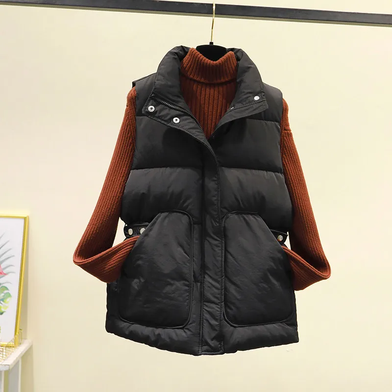 UHYTGF nuovo piumino gilet invernali per donna moda tasca Casual top caldi cappotti coreano sciolto gilet di cotone di grandi dimensioni 1428