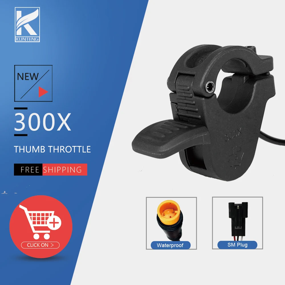 

12V-72V WUXING-300X Thumb Throttle for Electric Bicycle SM Connector Waterproof Right and Left Hand Ebike Accessories