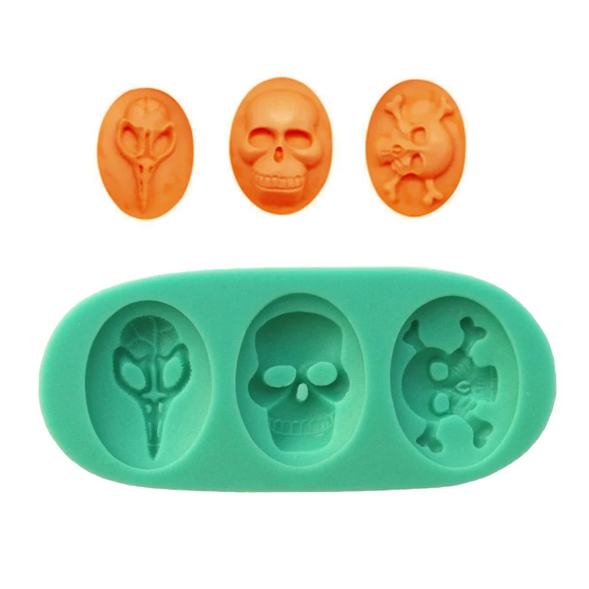 Halloween Skull Skeleton Spider Fondant Cake Silicone Decorating Tools,100% Food-Grade Baking Moulds, Silicone Soap Moulds