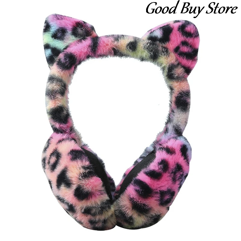 Leopard Plush Earmuffs Cute Cat Autumn Winter Earlap Soft Fur Ear Cover Warm Headphone Adult Children Earmuff Skiing Ears Warmer