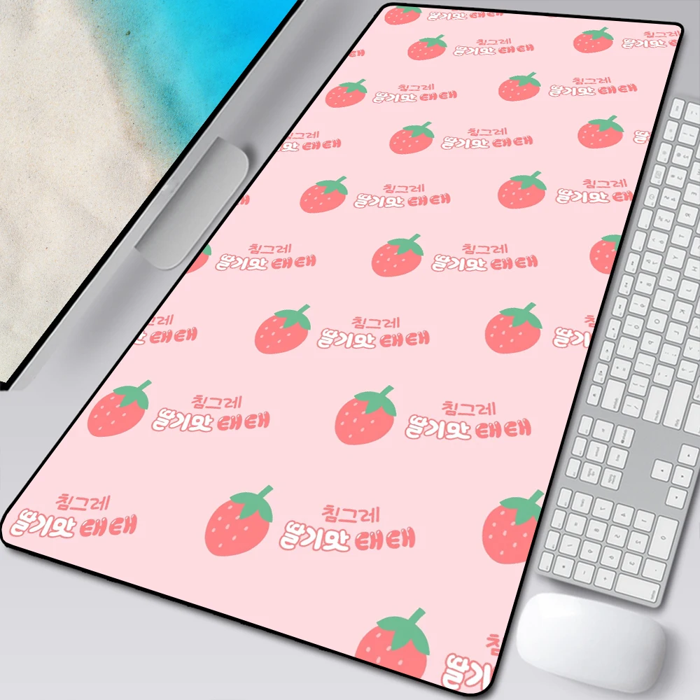 Kawaii Strawberry Milk Mouse Pad PC Anime Gming Keyboard Mouse Pad Gamer Computer Rubber Mouse Pad XL Cute Desk Mats 90X40CM