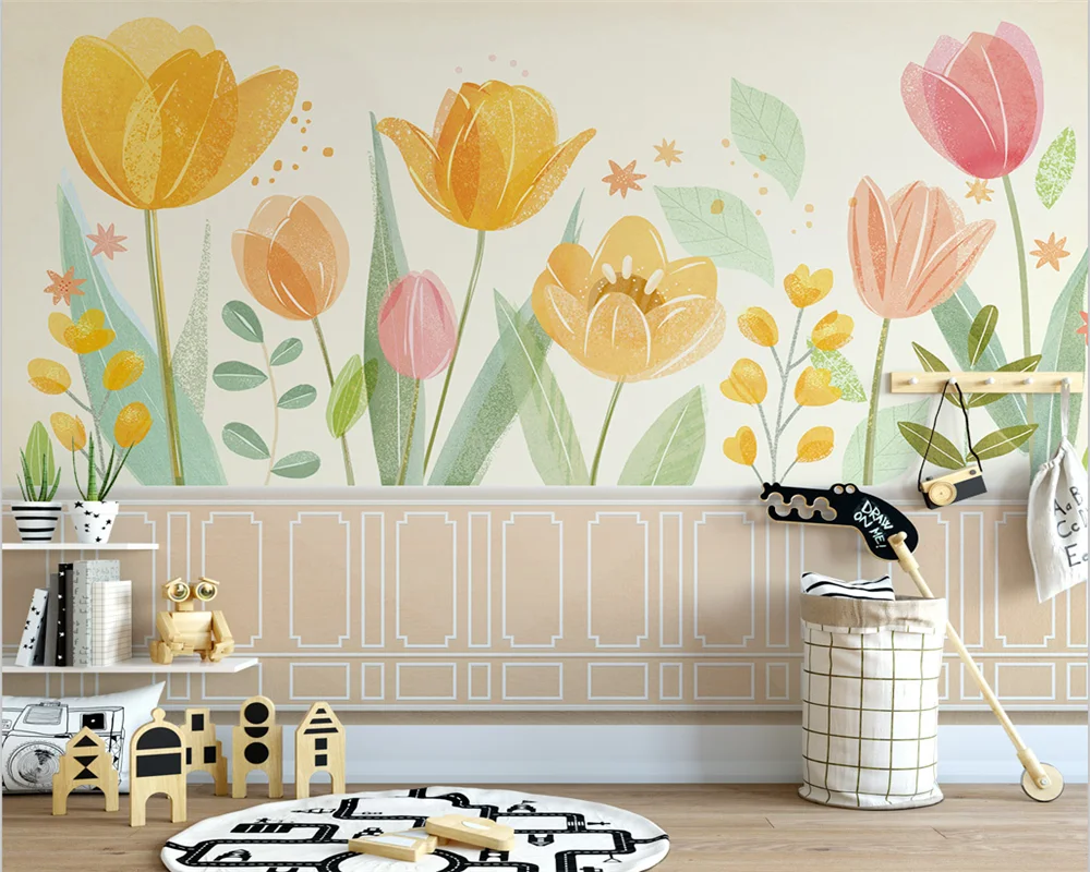 

beibehang Customize new natural scenery flowers and plants children's room background wallpaper wall papers home decor