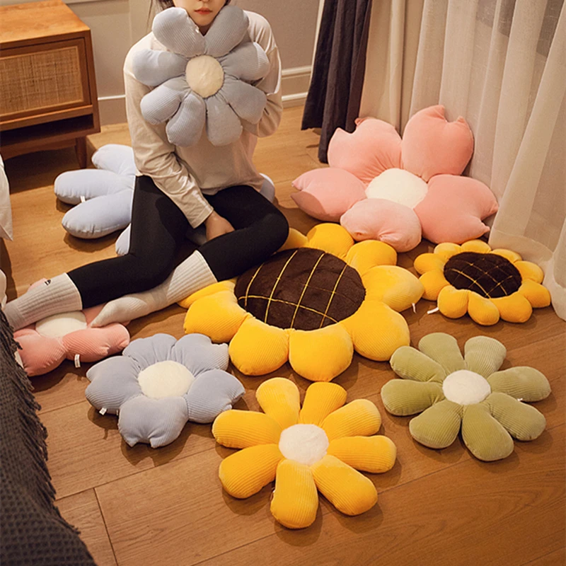 Flower Sunflower Shape Seat Cushion Cartoon Chair Back Cushion Soft Comfortable Floor Carpet Tatami Bay Window Home Decoration