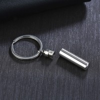 Stainless Steel Cylinder Urn Keychain for Men Women Bottle Hanging Pills Cremation Memorial Urn Jewelry for Ashes Time Capsule