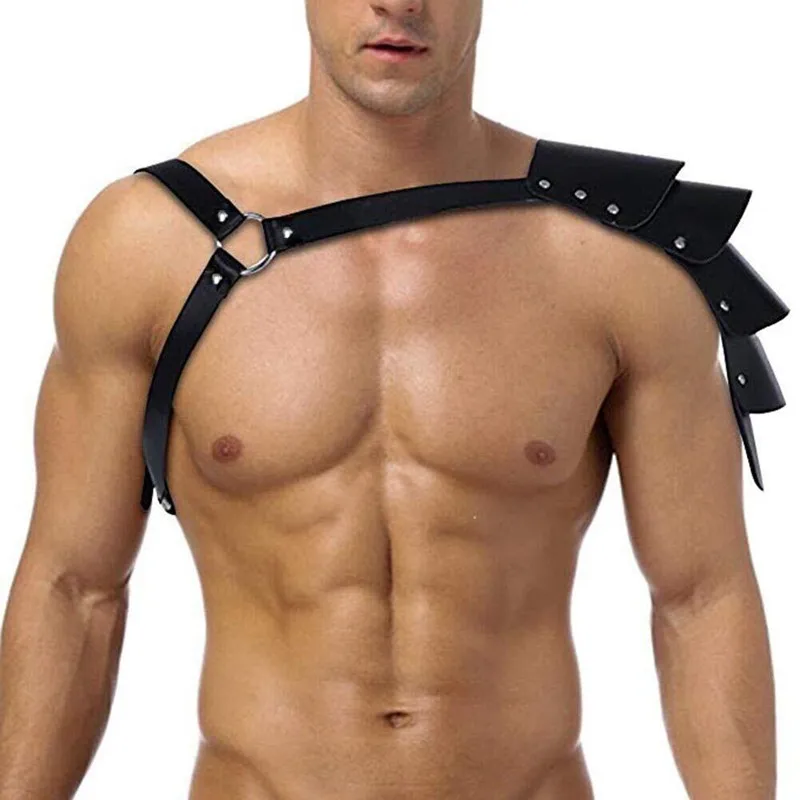 

BDSM Bondage Sexy Men Shoulder Armor Harness Adjustable Buckles Men Lingerie Fetish Gay Body Chest Belt Cosplay Costume