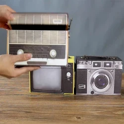 Miniature vintage wooden camera suitcase figurines artificial sculptures home decor accessories souvenir gift Photography props