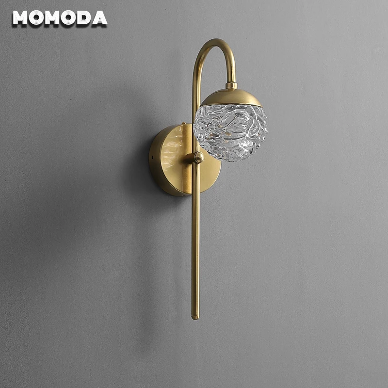 Postmodern Glass Golden Wall Lamps for Living Room Bedroom Corridor Loft Villa LED Bedside Lighting Wall Decoration Sconce Light