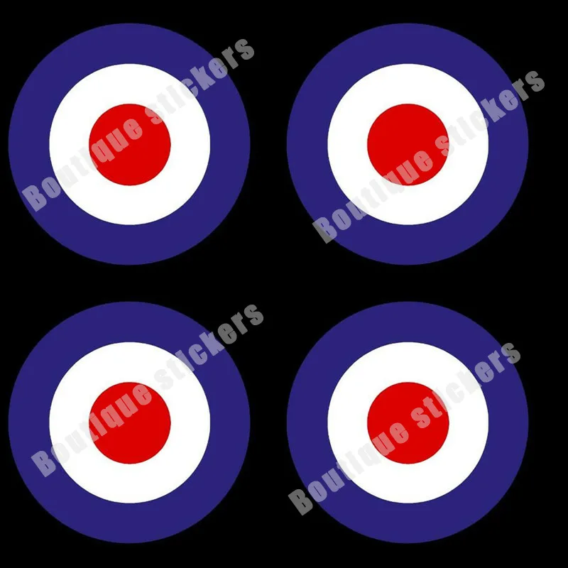 4-piece Set of RAF MOD Roundel Target Sticker-Van, Car, Scooter, Vespa, Royal Air Force Waterproof Sunscreen Anti-UV Die Cut PVC