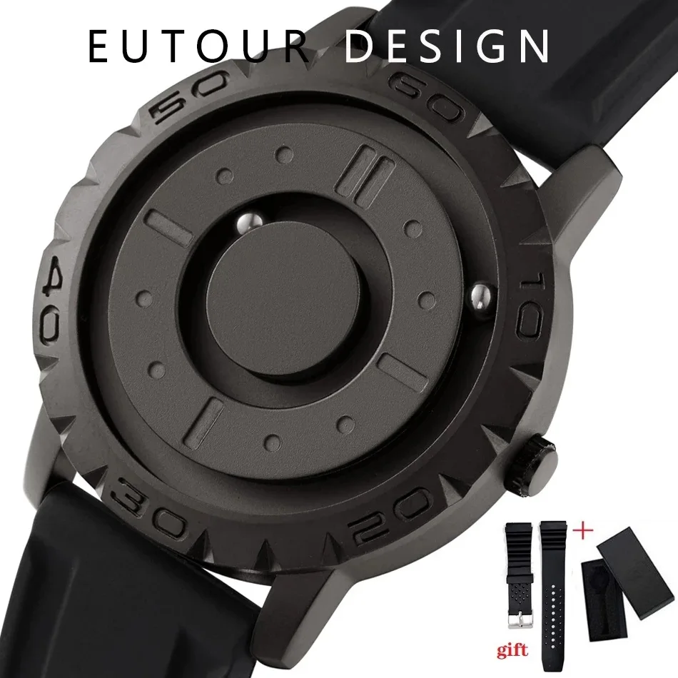 

Fashion Eutour original brand new magnetic ball quartz watch blind touch men's watch fashion rubber strap erkek kol saati 2020