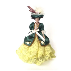 1/12 Dollhouse Miniature Porcelain Victorian Doll Model Green Dress Miss Lady PP007B