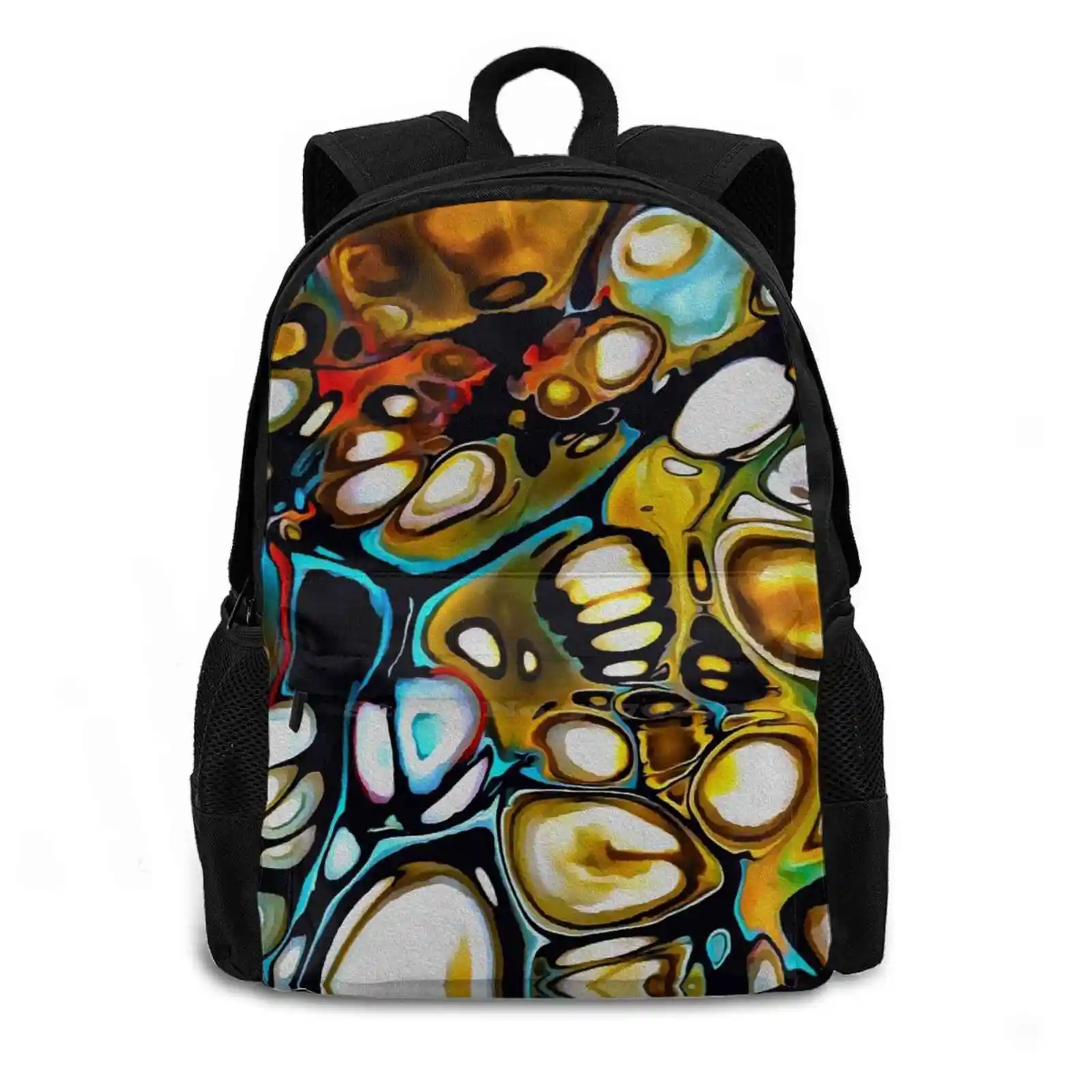 Autumn 8-Stones Pattern Design Laptop Travel School Bags Stones Bubbles Colours Black Stocksom Australian Yellow Blue Abstract