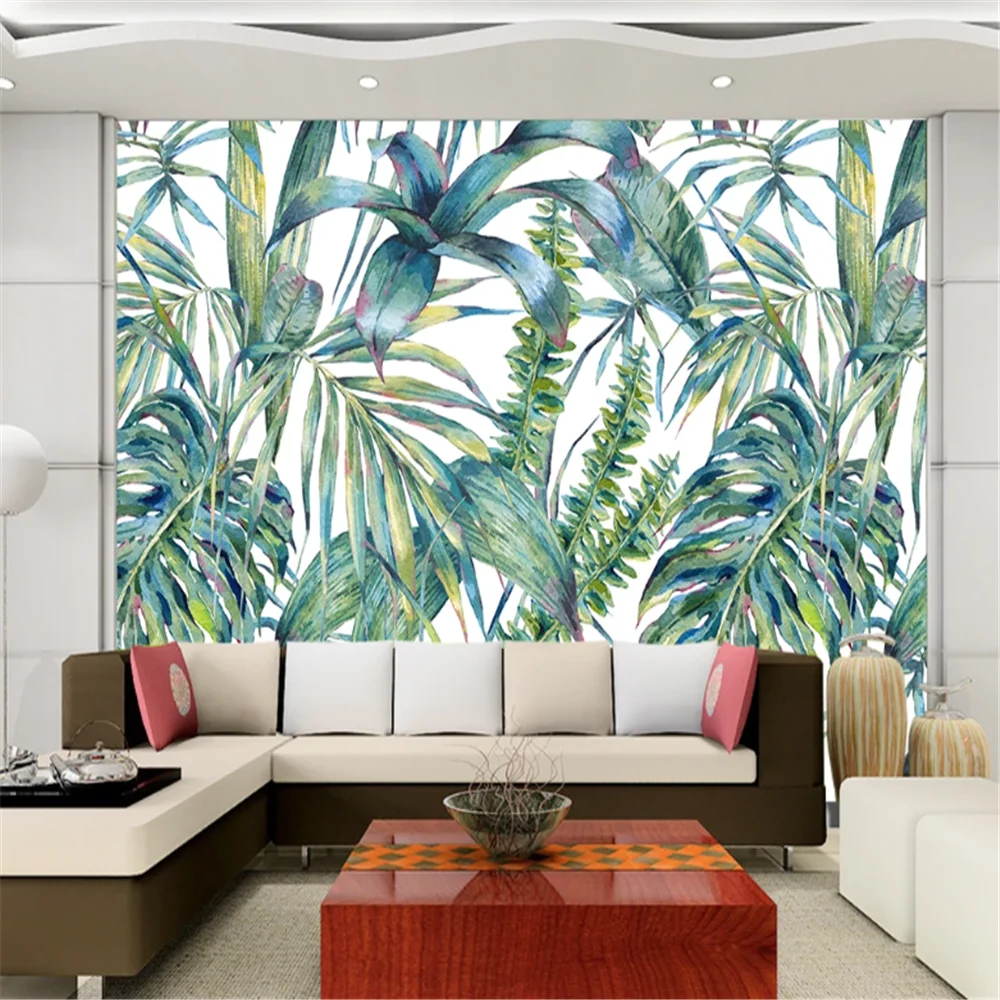 Milofi custom photo 3D wall covering mural wallpaper Nordic hand-painted tropical leaves TV background wall