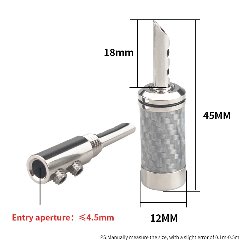 Conector de Cable de altavoz de 8 dientes, carcasa de fibra de carbono, chapado en rodio, cobre, HiFi, Audio, Banana