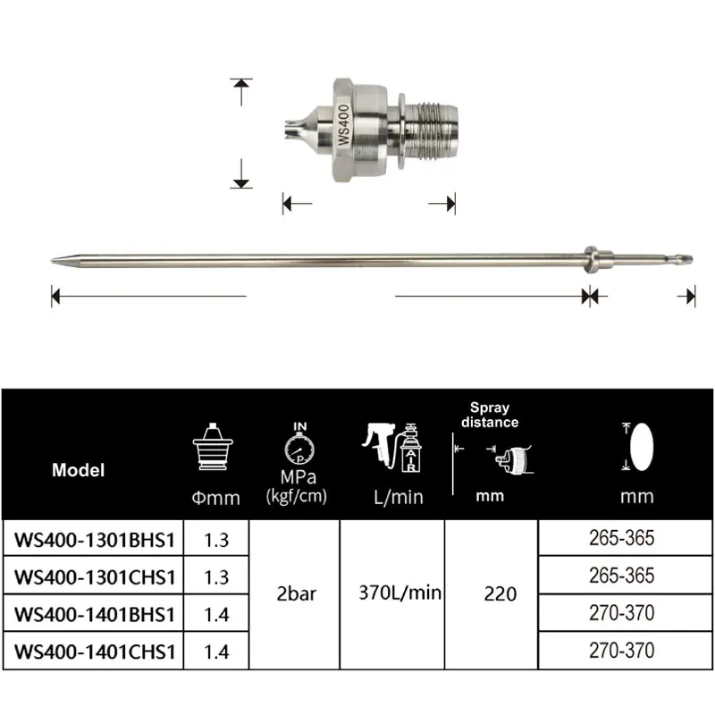 Bocal de Agulha Kit Tampa Atomizatian Ws400 Wls-400 Pistola Accessries Ws400 Wls400