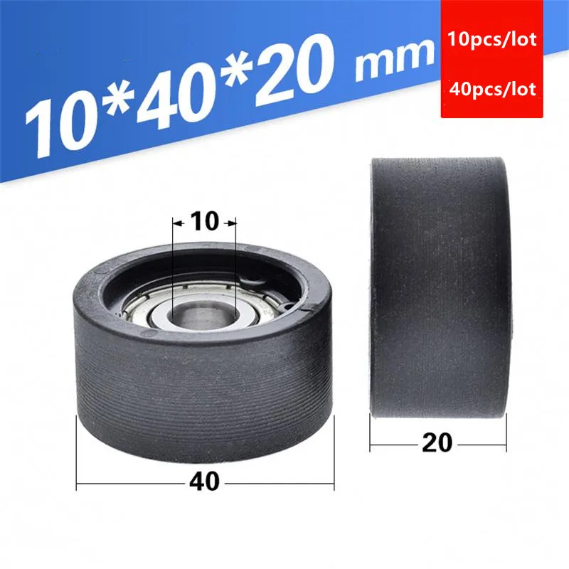 10pcs/40pcs 10*40*20mm flat roller 6200ZZ 6200 bearing nylon plastic coated pulley guide wheel 10x40x20