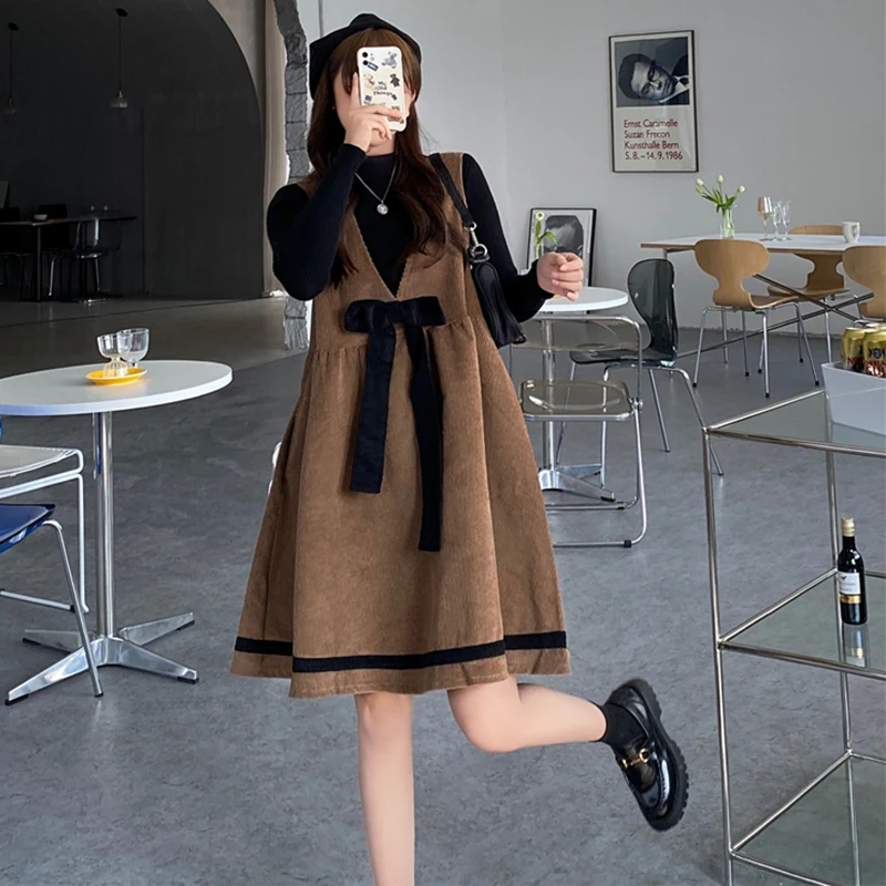 

Sweet Pure Girl fashion Bow Strap Dress Women's Autumn Clothing 2020 New Korean Style kawaii clothing sweet lolita dress