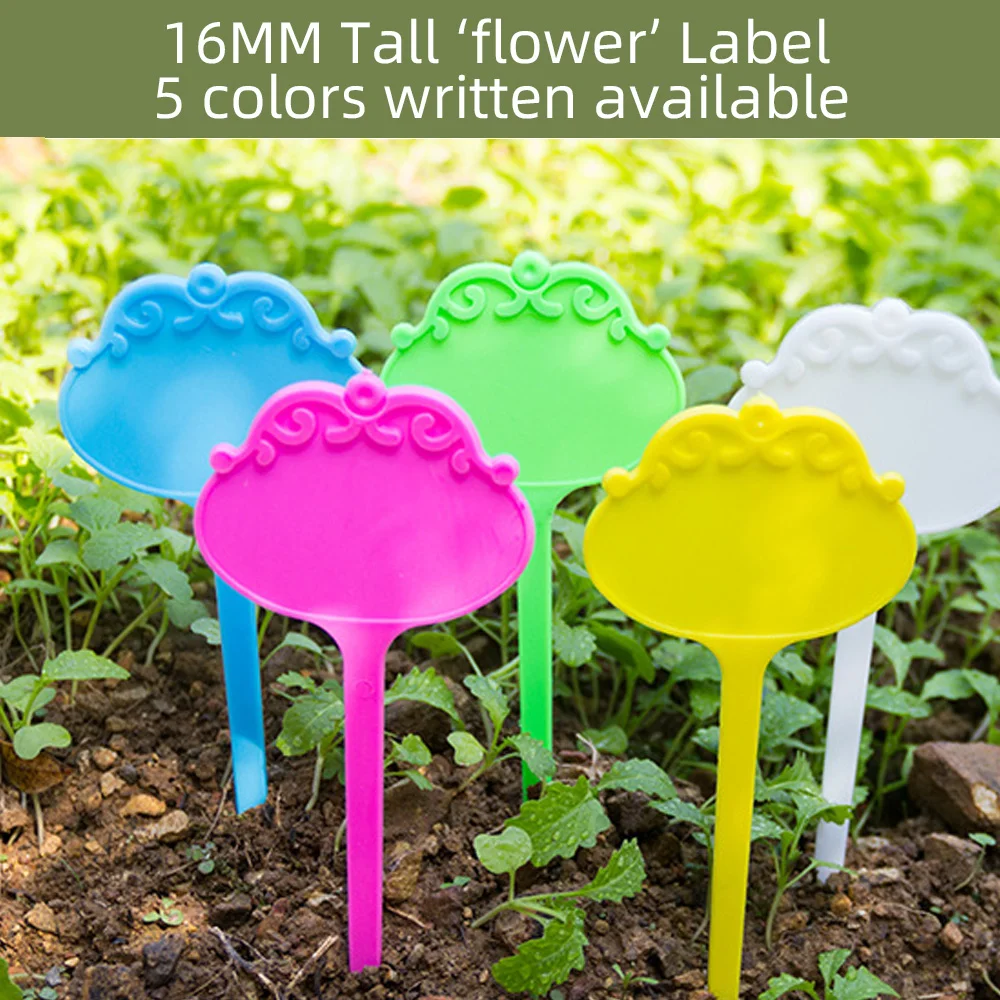 10PCS 7x16CM Thickened Flower Types Waterproof Plant T Tag Markers Garden Nursery Lables 5 Colors Plastic Stakes Re-Usable Signs