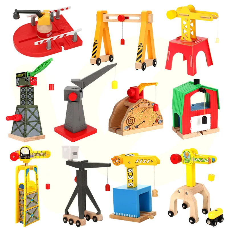 

All Kinds Wooden Crane Magnetic Train Toys Wooden Railway Train Track Accessories Fit For Biro Wooden Tracks For Kids Gifts