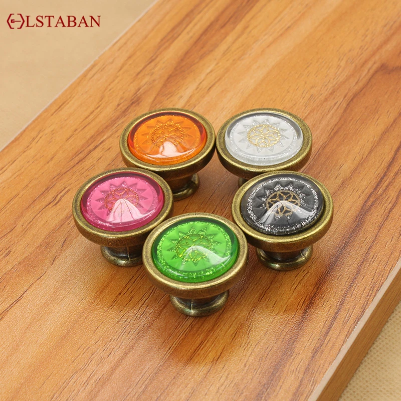 European Style Cabinet Drawer Shoe Cabinet Bookcase Wine Cupboard Antique Copper Single Hole Zinc Alloy Round Handle