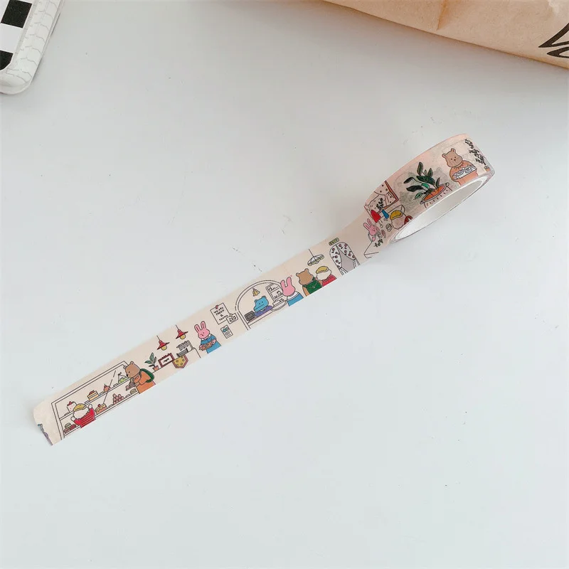 Cartoon Cute Bear Colorful Washi Tape Korean Ins Decorative Masking Tape Children Interest Kawaii Sealing Sticker Stationery 5m