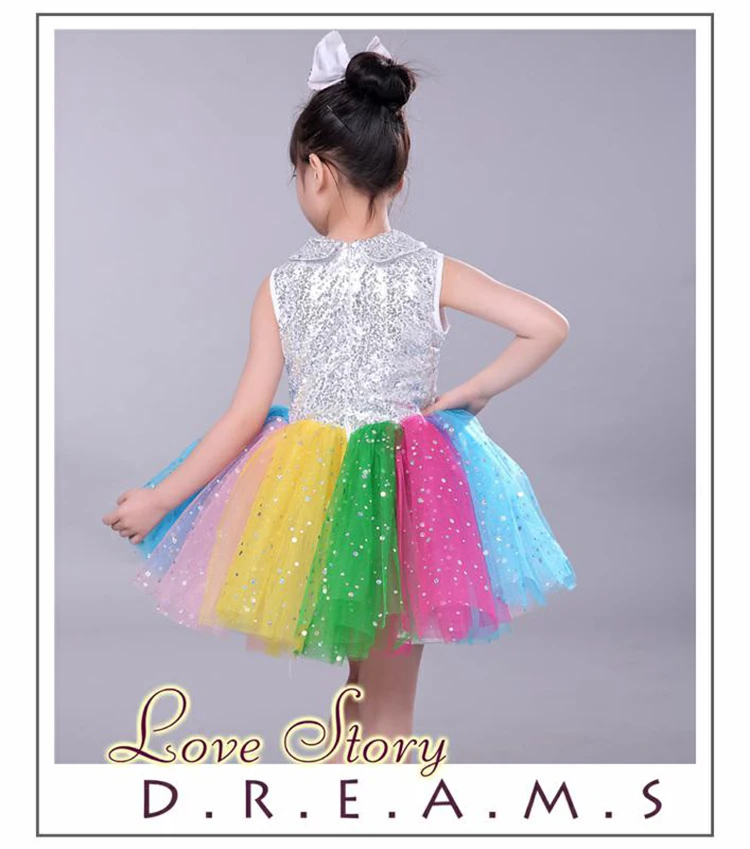 Girl Tutu Modern Dance Costume Children Sequin Jazz Dance Fashion Latin Dancing Dress Stage Show Dresses Jazz Costumes For Girl