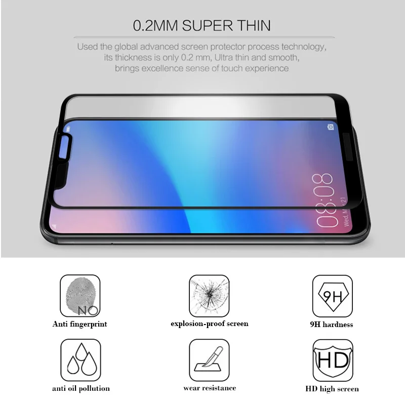 P20lite Protective Glass for Huawei P20 Lite Tempered Glass Hauwei P20pro P 20lite 20ro P 20 Screen Protector Film Full Cover 3D